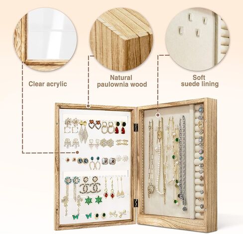 تيك توك صندوق مجوهرات مع اضواء LED، منظم مجوهرات معلق، علبة تخزين حامل مجوهرات للقلائد والاقراط والخواتم والاساور، هدية للنساء والفتيات in Kuwait