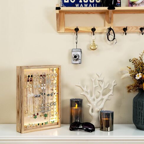 تيك توك صندوق مجوهرات مع اضواء LED، منظم مجوهرات معلق، علبة تخزين حامل مجوهرات للقلائد والاقراط والخواتم والاساور، هدية للنساء والفتيات in Kuwait