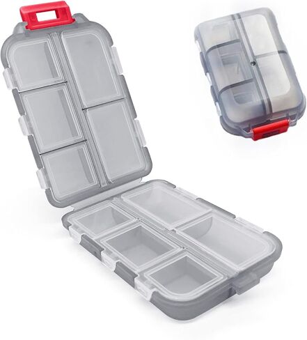Wikineon Pill Box Pill Organiser Tablet Organiser Medicine Storage Box for Vitamins Medication, suitable portable in Pocket Bag for Trip Waterproof 10 Compartments Pill Organizer, Medication Organizer in Kuwait