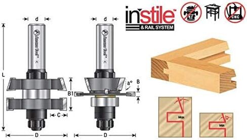 Amana Tool - 55432 Carbide Tipped Adjustable Straight with Bevel Instile & Rail System 1 in Saudi Arabia