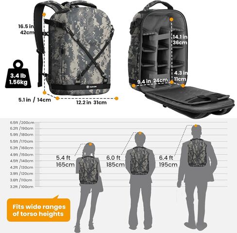 TARION Hardshell Camera Backpack Bag: 3-side Hard Case Camera Backpack Photography Bag DSLR Backpack Bag with Waterproof Raincover Laptop/Tripod Compartment for Men Women Photographers Black in Saudi Arabia