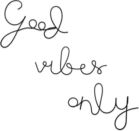 Ecqizer Good Vibes Only Signs Wall Decor Metal Wire Letters Wall Decor Metal Wire Art Decor Inspirational Wall Decoration for Home Room Office Wall (Black) in Saudi Arabia