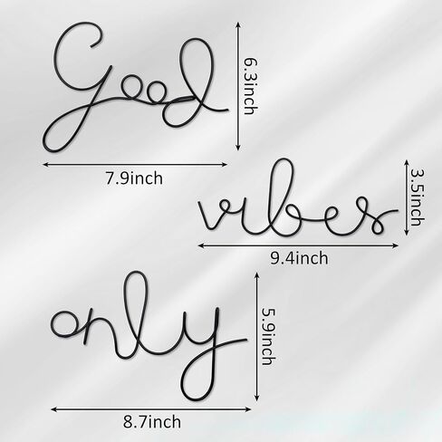 Ecqizer Good Vibes Only Signs Wall Decor Metal Wire Letters Wall Decor Metal Wire Art Decor Inspirational Wall Decoration for Home Room Office Wall (Black) in Saudi Arabia