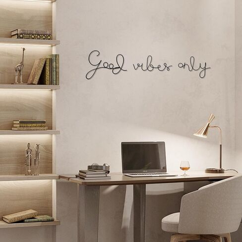 Ecqizer Good Vibes Only Signs Wall Decor Metal Wire Letters Wall Decor Metal Wire Art Decor Inspirational Wall Decoration for Home Room Office Wall (Black) in Saudi Arabia