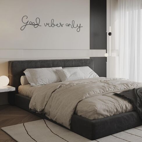 Ecqizer Good Vibes Only Signs Wall Decor Metal Wire Letters Wall Decor Metal Wire Art Decor Inspirational Wall Decoration for Home Room Office Wall (Black) in Saudi Arabia