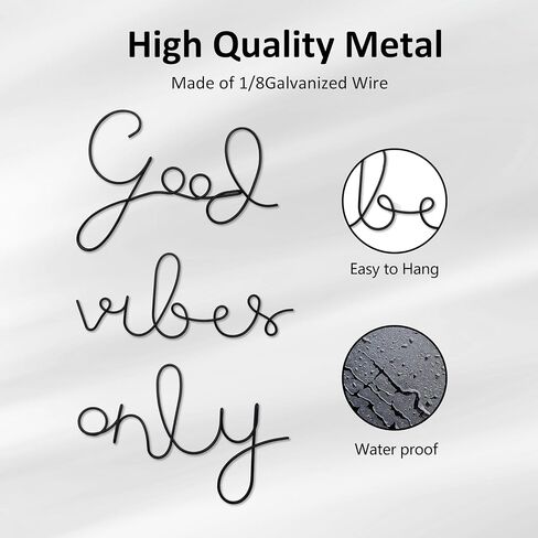 Ecqizer Good Vibes Only Signs Wall Decor Metal Wire Letters Wall Decor Metal Wire Art Decor Inspirational Wall Decoration for Home Room Office Wall (Black) in Saudi Arabia