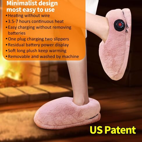 شباشب Ewarmer لتدفئة القدم للأقدام الباردة، أحذية منزلية محمولة للتدفئة الكهربائية للنساء، قابلة لإعادة الشحن، تسخين 3.5-7 ساعات، تعمل ببطارية ليثيوم أو USB (وردي) in Saudi Arabia