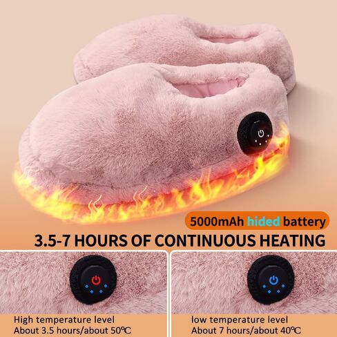 شباشب Ewarmer لتدفئة القدم للأقدام الباردة، أحذية منزلية محمولة للتدفئة الكهربائية للنساء، قابلة لإعادة الشحن، تسخين 3.5-7 ساعات، تعمل ببطارية ليثيوم أو USB (وردي) in Saudi Arabia