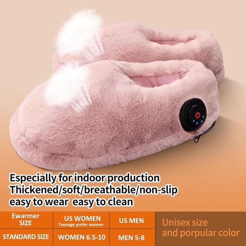 شباشب Ewarmer لتدفئة القدم للأقدام الباردة، أحذية منزلية محمولة للتدفئة الكهربائية للنساء، قابلة لإعادة الشحن، تسخين 3.5-7 ساعات، تعمل ببطارية ليثيوم أو USB (وردي) in Saudi Arabia