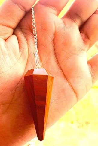 crystalmiracle Red Jasper Dowsing Cone Pendulum Healing Crystals, Metaphysical Divination Gemstone Pendulum Crystal Reiki Feng Shui, Meditation, Gift for Men Women in Saudi Arabia