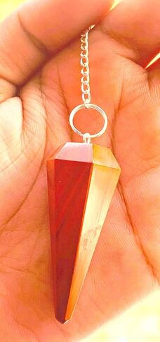 crystalmiracle Red Jasper Dowsing Cone Pendulum Healing Crystals, Metaphysical Divination Gemstone Pendulum Crystal Reiki Feng Shui, Meditation, Gift for Men Women in Saudi Arabia