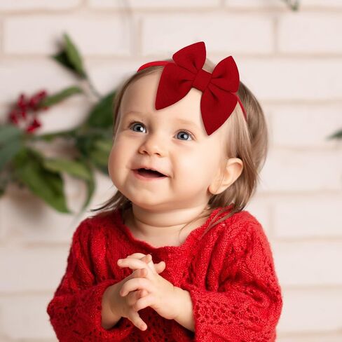 ONENINEDREAM عيد الميلاد طفلة الانحناء عصابات الرأس المصنوعة يدويا القوس الصغير إكسسوارات الشعر المرنة النايلون للأطفال الصغار حديثي الولادة 3 قطع هدية عيد الميلاد أحمر أبيض أخضر in Kuwait