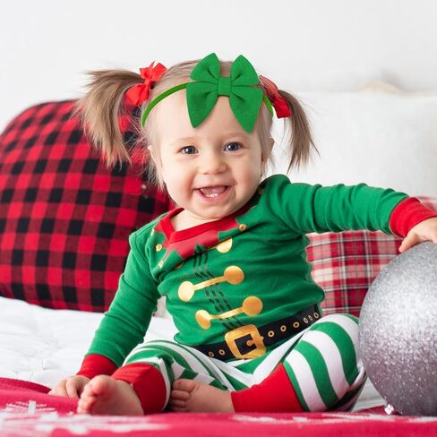 ONENINEDREAM عيد الميلاد طفلة الانحناء عصابات الرأس المصنوعة يدويا القوس الصغير إكسسوارات الشعر المرنة النايلون للأطفال الصغار حديثي الولادة 3 قطع هدية عيد الميلاد أحمر أبيض أخضر in Kuwait