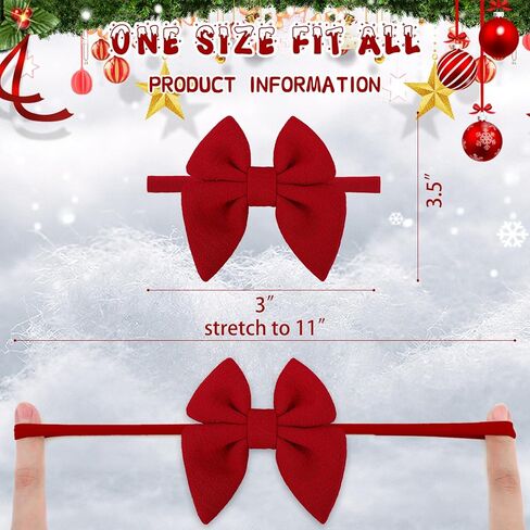 ONENINEDREAM عيد الميلاد طفلة الانحناء عصابات الرأس المصنوعة يدويا القوس الصغير إكسسوارات الشعر المرنة النايلون للأطفال الصغار حديثي الولادة 3 قطع هدية عيد الميلاد أحمر أبيض أخضر in Kuwait