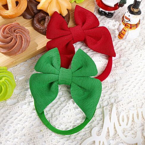 ONENINEDREAM عيد الميلاد طفلة الانحناء عصابات الرأس المصنوعة يدويا القوس الصغير إكسسوارات الشعر المرنة النايلون للأطفال الصغار حديثي الولادة 3 قطع هدية عيد الميلاد أحمر أبيض أخضر in Kuwait