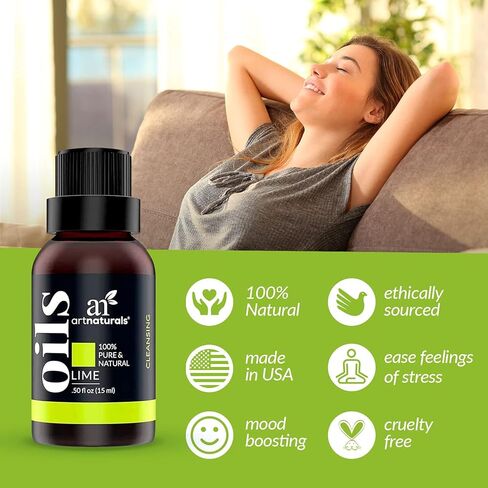 artnaturals 100% Pure Lime Essential Oil - (.5 Fl Oz / 15ml) - Undilued Therapeutic Grade - for Diffuser, Skin, Body and Perfume in Kuwait