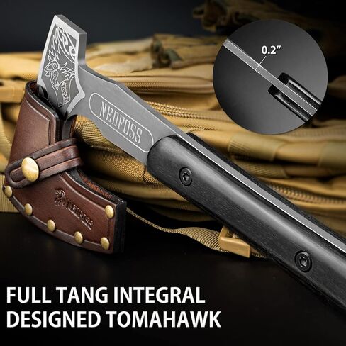 فأس NedFoss مقاس 12.8 سم Berserker Tomahawk Viking مع غمد جلدي، فأس ملتحي صغير من Nordic Valhalla Vikings منقوش مع ذئب سلتيك Vegvisir Triquetra، فأس تانغ توماهوك الكامل التكتيكي بمقبض خشبي in Kuwait