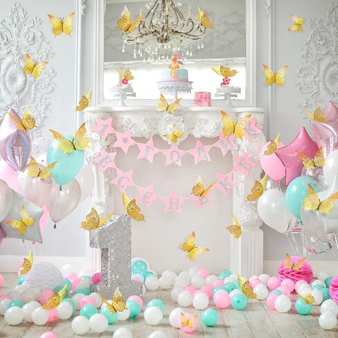 72 Pcs Butterfly Wall Decor, 3D Butterfly Removable Mural Stickers Wall Stickers Decal for Home and Room Decoration (Golden) in Kuwait