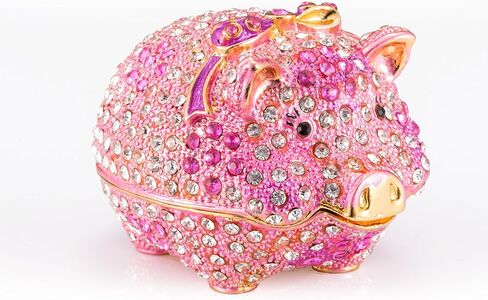 qfiu QIFU Hand Painted Enameled Cute Pig Decorative Hinged Jewelry Trinket Box Unique Gift for Home Decor in Saudi Arabia