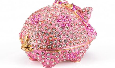 qfiu QIFU Hand Painted Enameled Cute Pig Decorative Hinged Jewelry Trinket Box Unique Gift for Home Decor in Saudi Arabia