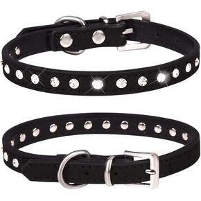 Rhinestone Dog Collar Suede Leather Crystal Diamond Colorful Bling Girl Puppy Cat Collars XS Small Pets (M, Hot Pink)