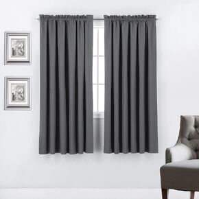 Rod Pocket Blackout Curtains 45 inch Long for Bedroom - Small Window Treatment Panels Full Privacy Thermal Insultaed Drapes, 52" W x 45" L, Beige in Kuwait