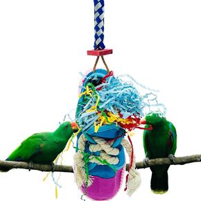 Durable and Colorful Hanging Sneaker Shoe Toy with Shredding Crinkly Paper Inside for Medium and Large Parrot in Kuwait