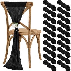 Cheesecloth Chair Sashes Aisle Decorations 20 Packs, Chair Bow Designed Decorative Chair Cover Chair Sashes 70 Inch for Wedding Reception Party Hotel Decoration(Black)