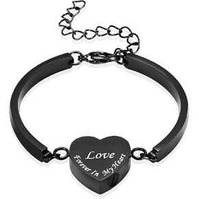 mingkejw Cremation Urn Bracelet for Ashes for Women Stainless Steel Heart Urn Cuff Bracelet Cremation Keepsake Jewelry for Ashes