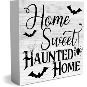 البلد هالوين صندوق خشبي علامة الخريف ريفي مزرعة نمط المنزل الحلو مسكون المنزل الخشب كتلة اللوحة 5 × 5 بوصة مكتب المنزل تسجيل ديكور للهدايا in Kuwait