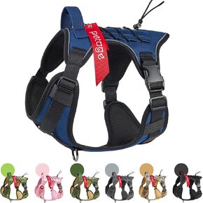 PETAGE التكتيكية الكلب تسخير للكلاب الصغيرة المتوسطة الكبيرة لا سحب قابل للتعديل لينة مبطن الكلب سترة عاكسة لا خنق الحيوانات الأليفة أكسفورد سترة مع سهولة التحكم الحيوانات الأليفة سترة الخدمة العسكرية الكلب يسخر (الأزرق L) in Kuwait