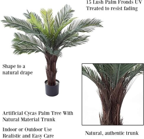 بيور جاردن 50-10004 شجرة نخيل استوائية صناعية بطول 5 قدم، 30×30، أخضر in Kuwait