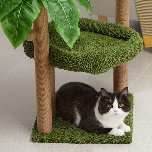 عمود خدش القطط من جيوباكو فورست مع سرير جثم كبير من القطيفة، خدش القطط، برج قطط صغير على شكل شجرة قطط للاستخدام الداخلي والخارجي للقطط والقطط البالغة in Kuwait