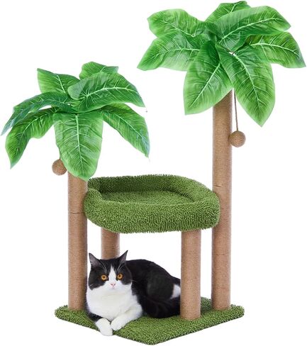 عمود خدش القطط من جيوباكو فورست مع سرير جثم كبير من القطيفة، خدش القطط، برج قطط صغير على شكل شجرة قطط للاستخدام الداخلي والخارجي للقطط والقطط البالغة in Kuwait