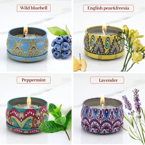 DEELUBAN Scented Candles Gifts for Women, Aromatherapy Candles for Home Scented, 4 Pack Soy Candles Lavender Candle for Girlfriend Mom Spa Dinner Birthday Valentine Halloween Thanksgiving Gifts in Saudi Arabia