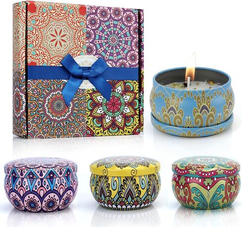 DEELUBAN Scented Candles Gifts for Women, Aromatherapy Candles for Home Scented, 4 Pack Soy Candles Lavender Candle for Girlfriend Mom Spa Dinner Birthday Valentine Halloween Thanksgiving Gifts in Saudi Arabia