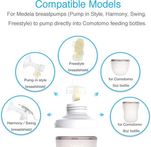 بابابليك محول زجاجة بمضخة مباشرة لمضخات الثدي ميديلا واميدا للاستخدام مع زجاجة الاطفال من كوموتومو، عبوة من قطعتين in Kuwait