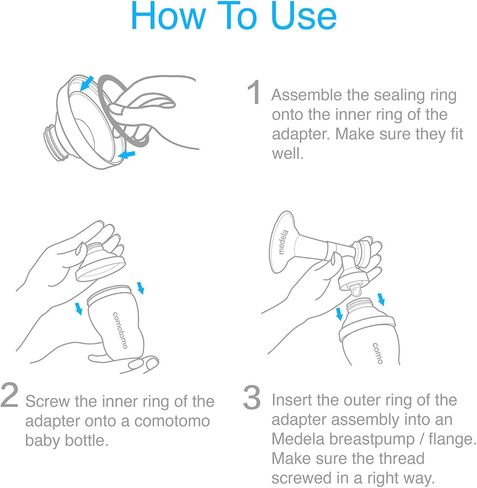 بابابليك محول زجاجة بمضخة مباشرة لمضخات الثدي ميديلا واميدا للاستخدام مع زجاجة الاطفال من كوموتومو، عبوة من قطعتين in Kuwait