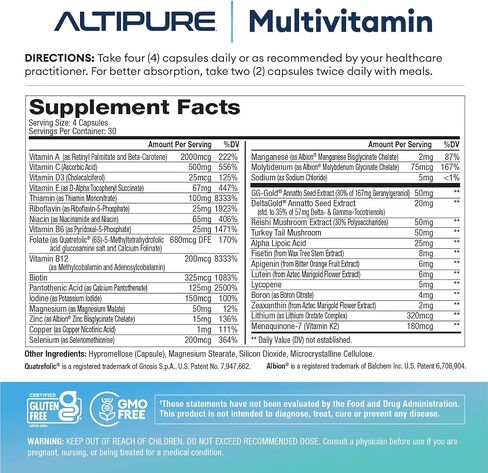 ALTIPURE™ Complete Multivitamin, Gluten-Free, Dairy-Free, Heart, Bone, Eye and Brain Health, Immune Function, 120 Capsules in Saudi Arabia