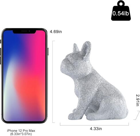 JOOMBE Chic Silver French Bulldog Statue - Sparkling Frenchie Dog Decorations for Modern Home and Office Decor in Kuwait