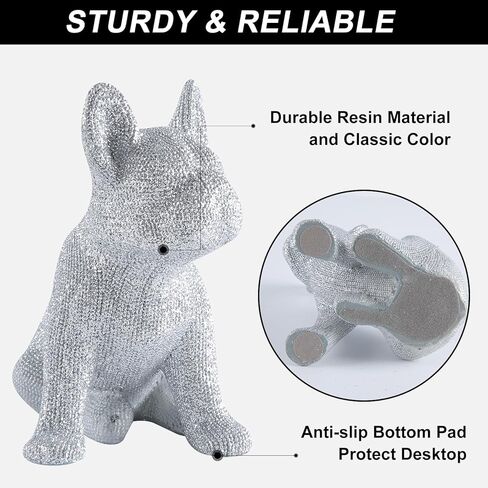 JOOMBE Chic Silver French Bulldog Statue - Sparkling Frenchie Dog Decorations for Modern Home and Office Decor in Kuwait