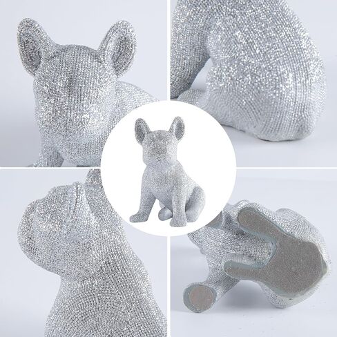 JOOMBE Chic Silver French Bulldog Statue - Sparkling Frenchie Dog Decorations for Modern Home and Office Decor in Kuwait