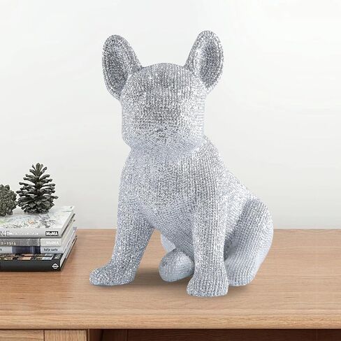 JOOMBE Chic Silver French Bulldog Statue - Sparkling Frenchie Dog Decorations for Modern Home and Office Decor in Kuwait