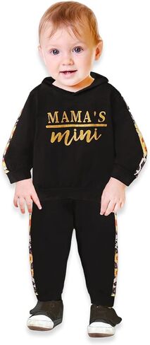 ملابس SOBOWO للأطفال الصغار من البنات والأولاد، سترة بغطاء للرأس وأكمام طويلة مطبوعة بحروف، وسروال زهري، قطعتين ملابس خريف وشتاء in Kuwait