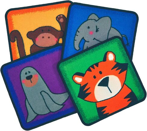 Carpets for Kids KID$Value Plus 3899 Zoo Animals Individual Seating Set of 12-16in Squares Multi Color in Saudi Arabia