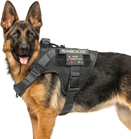 Tactical Dog Harness No Pull Dog Vest Harness with Handle Adjustable Reflective Dogs Walking Harness for Training Fit Smart Pets Black S in Saudi Arabia