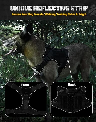 Tactical Dog Harness No Pull Dog Vest Harness with Handle Adjustable Reflective Dogs Walking Harness for Training Fit Smart Pets Black S in Saudi Arabia