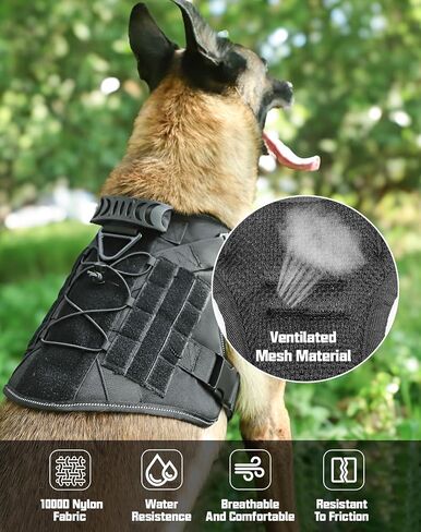 Tactical Dog Harness No Pull Dog Vest Harness with Handle Adjustable Reflective Dogs Walking Harness for Training Fit Smart Pets Black S in Saudi Arabia