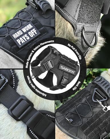 Tactical Dog Harness No Pull Dog Vest Harness with Handle Adjustable Reflective Dogs Walking Harness for Training Fit Smart Pets Black S in Saudi Arabia