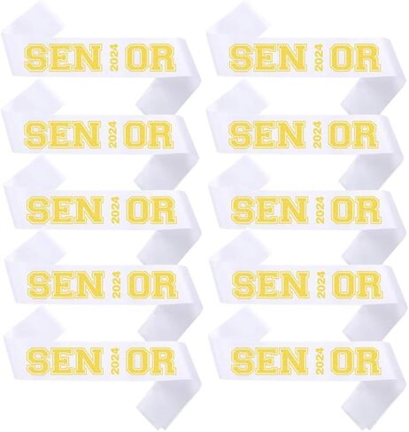 Senior Sash 2024, White Sashes 10 Pack with Gold Glitter Letters, Class of 2024 Graduation Celebrations Sashes, Finally Graduated Cheerleader Celebration Party Decorations Supplies in Saudi Arabia